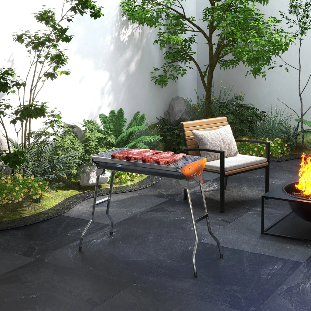 HQZX Portable Charcoal Grill,Stainless Steel Folding Outdoor BBQ Grill for Picnic,Party Grill Rack
