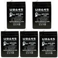 5x Pack - matching Tripp Lite BCPRO 850 Battery - Replacement UB645 Universal Sealed Lead Acid Battery (6V, 4.5Ah, 4500mAh, F1 Terminal, AGM, SLA) - Includes 10 F1 to F2 Terminal Adapters