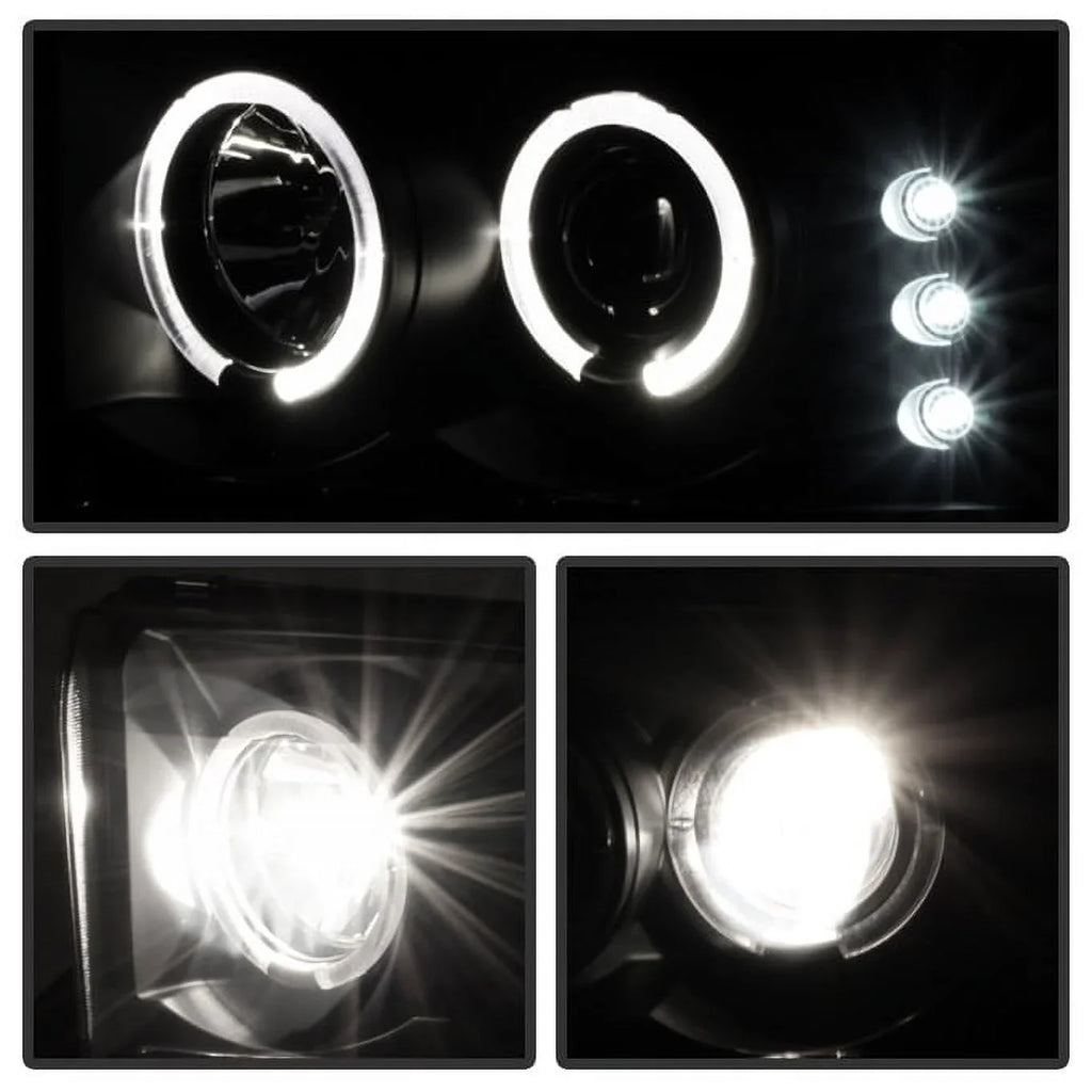 AKKON - For Black Smoked  1999-2004 F250 F350 F450 F550 Superduty Dual Halo Projector LED Headlights + Tail Light Lamp