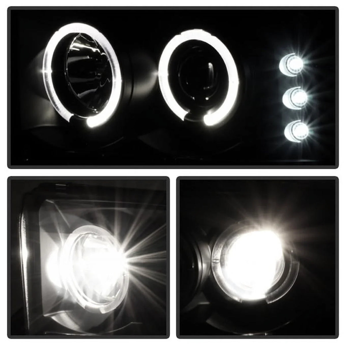 AKKON - For Black Smoked  1999-2004 F250 F350 F450 F550 Superduty Dual Halo Projector LED Headlights + Tail Light Lamp
