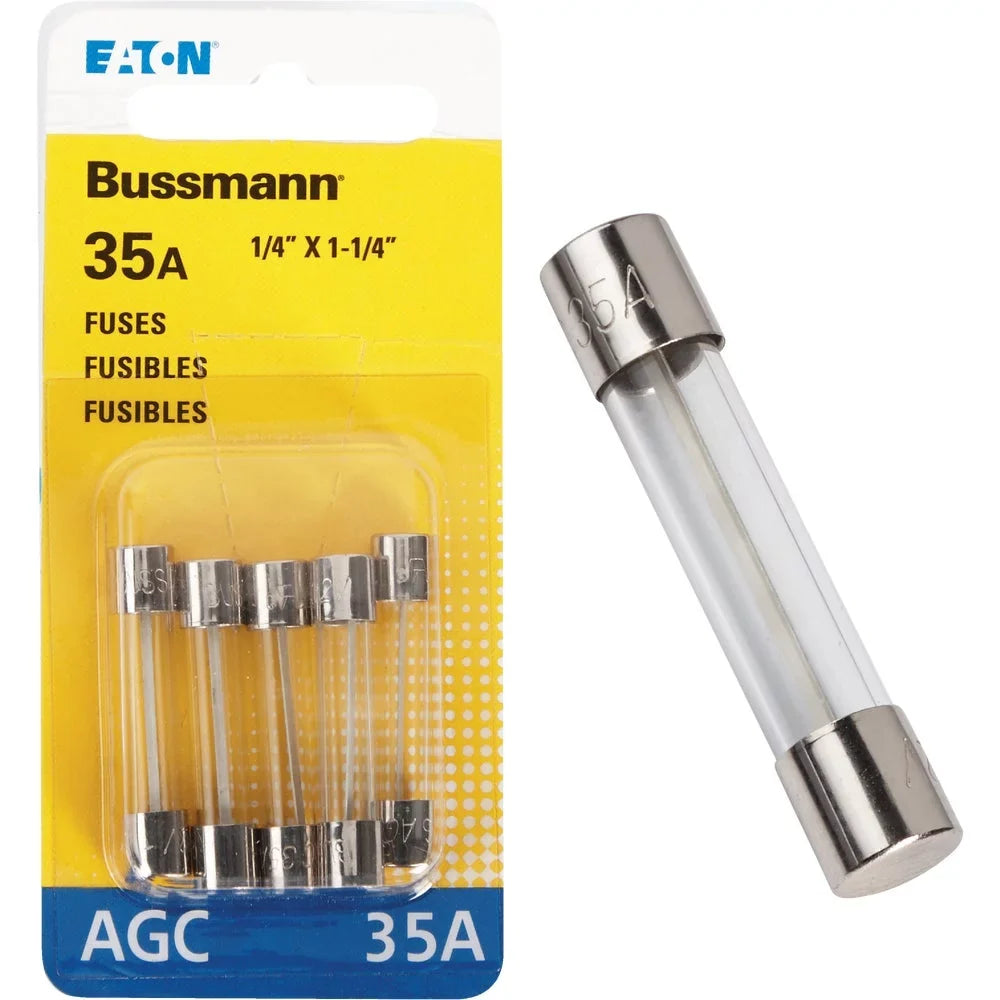 2 PK, Bussmann BP/AGC-35-RP-Bussmann 36-Amp 32-Volt AGC Glass Tube Automotive Fuse (5-Pack)