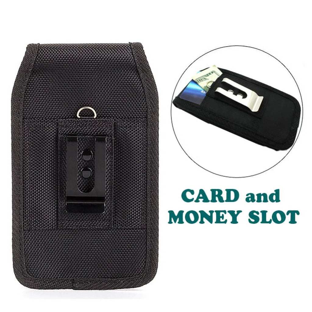 Rugged Canvas Case Vertical Belt Holster w Black 6ft Long Type-C USB Cable w Turbo Charging Sync Wire Fast Charger Y1Y for  Liquid Jade Primo - Alcatel 7, Idol 4S -  ROG Phone