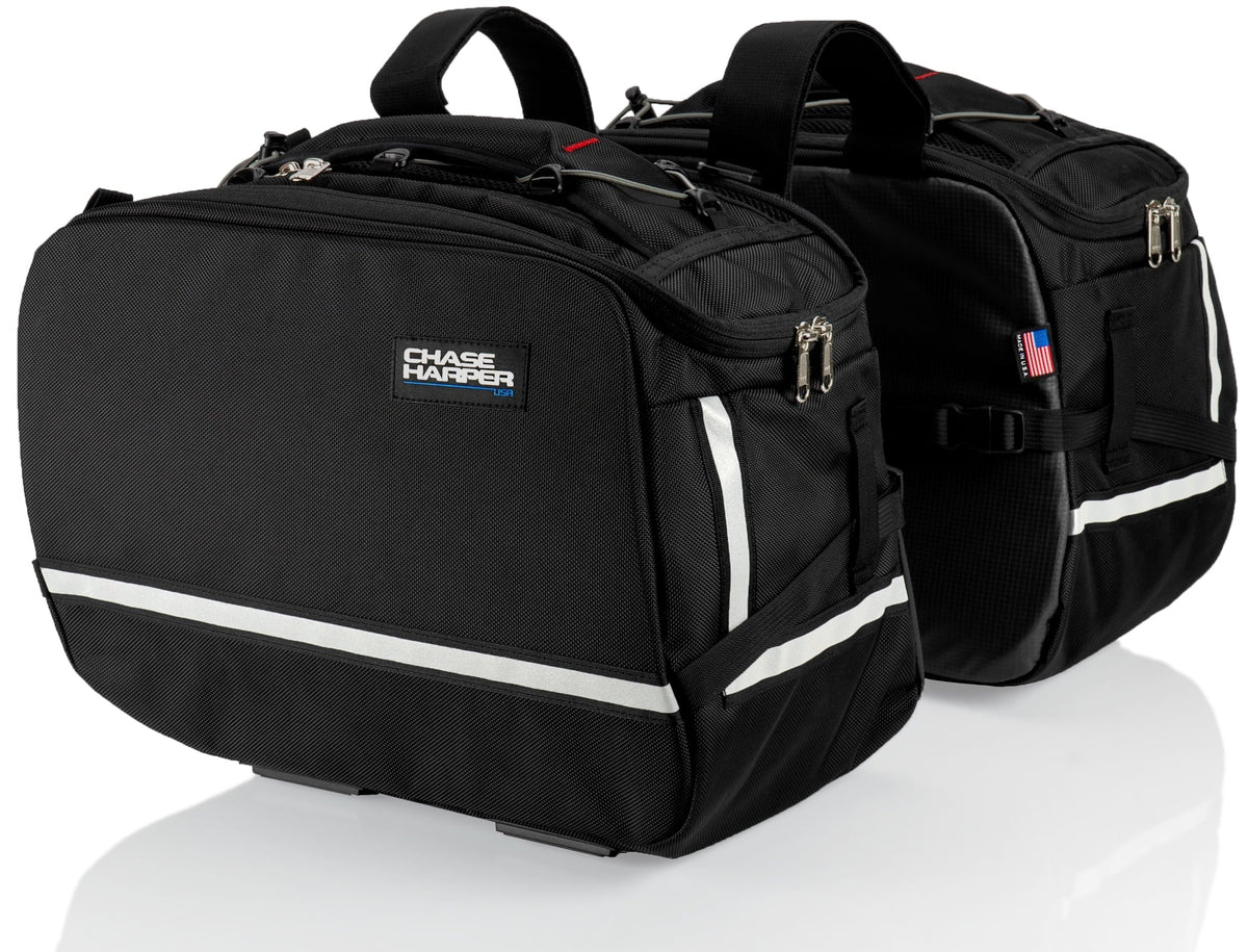 Chase Harper USA 3550 Aeropac II Saddle Bags - moisture-impervious, Industrial Grade Ballistic Nylon w/Thermoplastic Insert, Anti-Scratch Vinyl on Inward Facing Wall, 14" L x 9" W x 10.5" H (Per Side)