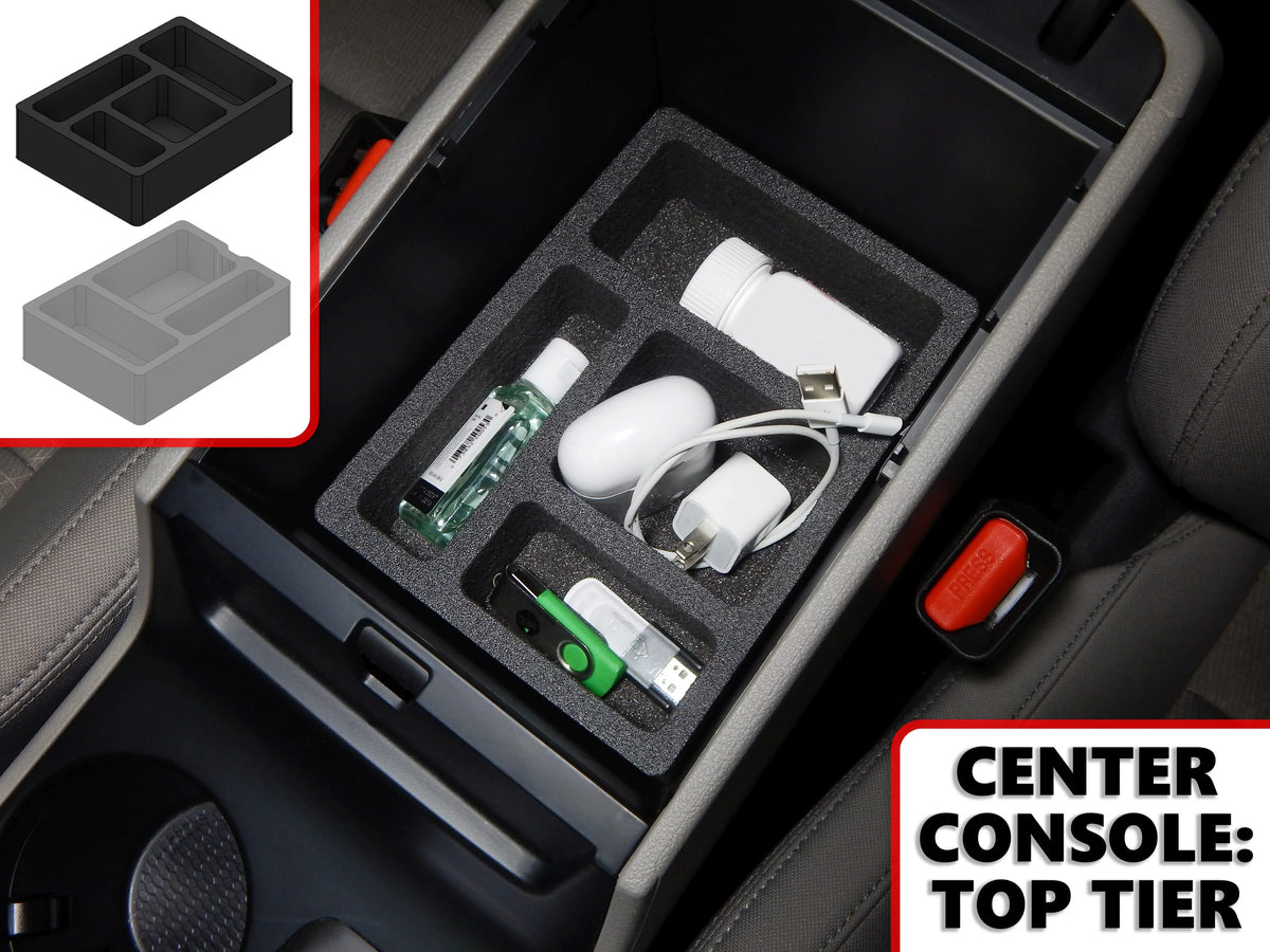 Red Hound Auto Center Console Organizer 2 Piece Stacking Set Vehicle Inserts matching with Hyundai Tucson 2016-2019 (Without Hand Brake) Black Anti-Rattle