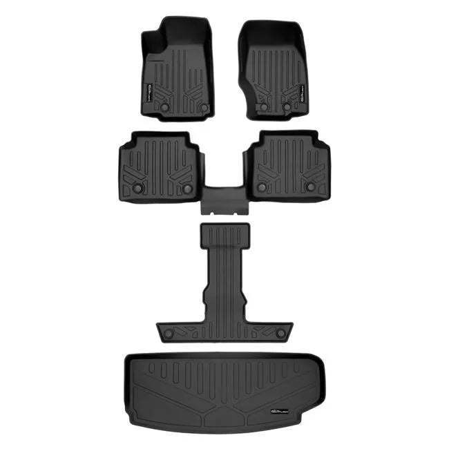 Smartliner SA0568-B0569-C0569-E0568 All climate Custom Fit Black 3 Row & Cargo Liner Behind the 3rd Row Floor Mat Liner Set for 2021-2023 Jeep Grand Cherokee L, Black