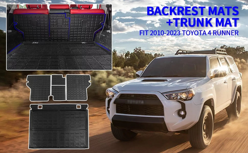 Fit 2010-2023  4Runner Trunk Mat Cargo Mat Cargo Liner Back Seat wrap Protector 2022  4 Runner Accessories (Trunk Mat + Backrest Mats,Fit Without Sliding Tray)