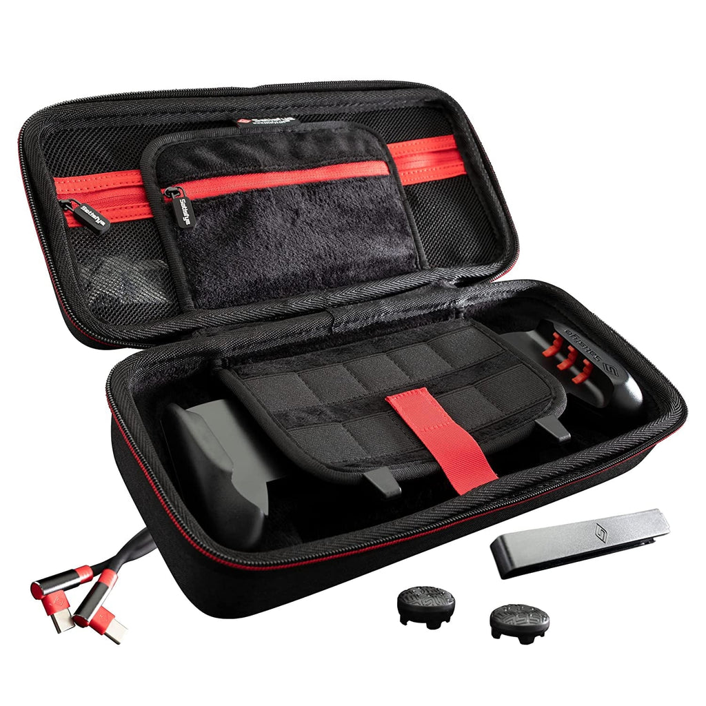 BONUS: 2 Thumbsticks+1 JoyCon Rail. Satisfye ZenGrip Pro Gen 3 OLED Elite Bundle, Accessories matching with Switch - The Bundle includes: Grip, Elite Case and a Low Profile USB C-C Cable