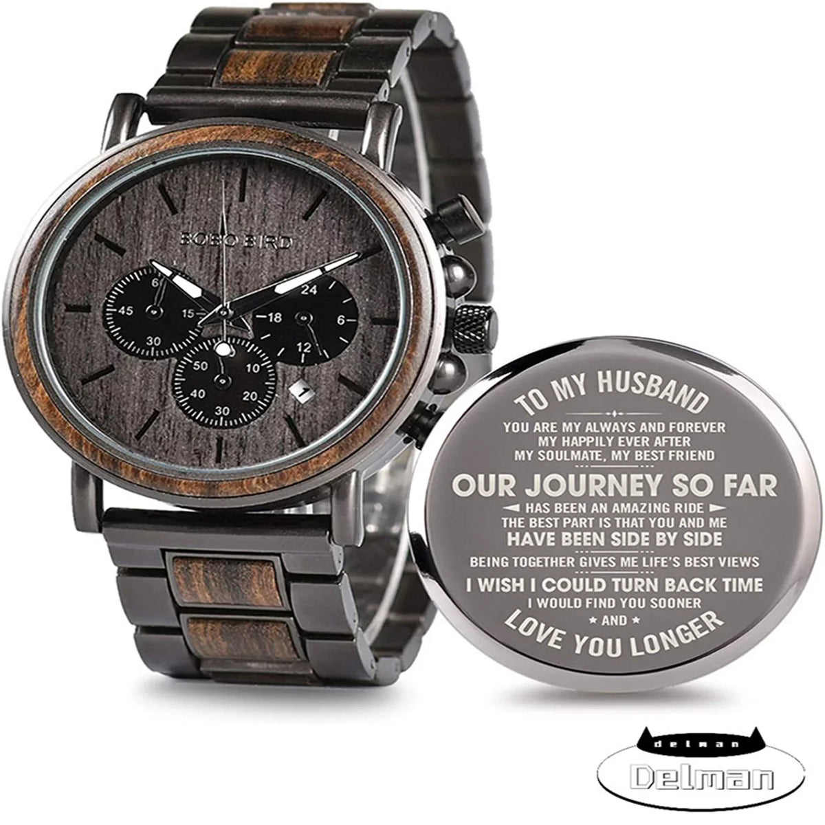 Engraved Wooden Watch for Boyfriend My Man Fiance Husband Customized Personalized Wood Watches for Men Birthday Anniversary Personalized Watch