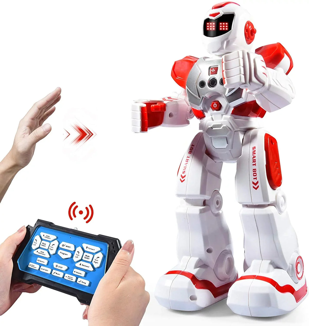 Smart RC Robots for Kids Gesture Sensing Singing Walking Dancing Robot for Boys and Girls - Red