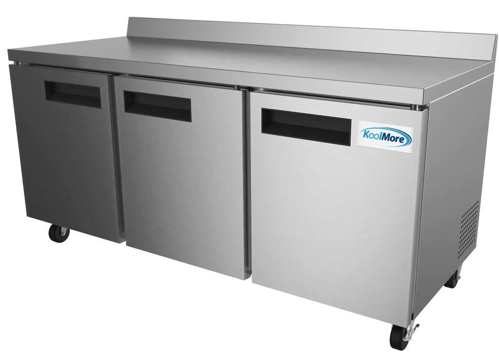 ft.. Backsplash – 16.9 Cu. Three-Door Worktop Refrigerator with 3.5 in. KoolMore 72 in