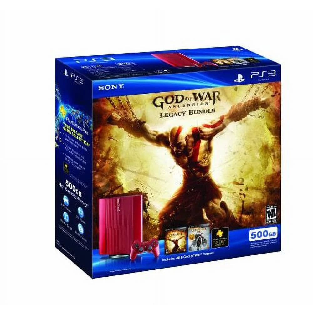 Restored PS3 Red 500 GB God Of War Ascension Legacy Bundle (Refurbished)