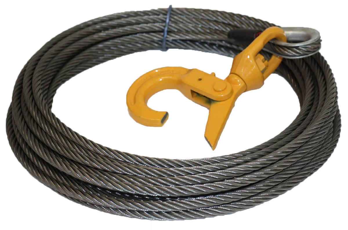 Mytee Products 3/8" x 75' Winch Cable Steel Core Rope Wrecker Tow Truck Rollback Self Locking, 15,087 lbs Ultimate Breaking Strength