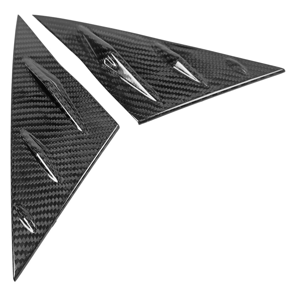 Ikon Motorsports Front Window Louver suitable With 2017-2023 Tesla Model 3, Side 1/4 Scoop shield Real Carbon Fiber Windshield Vent Panel Air Vent Trim 2PCS