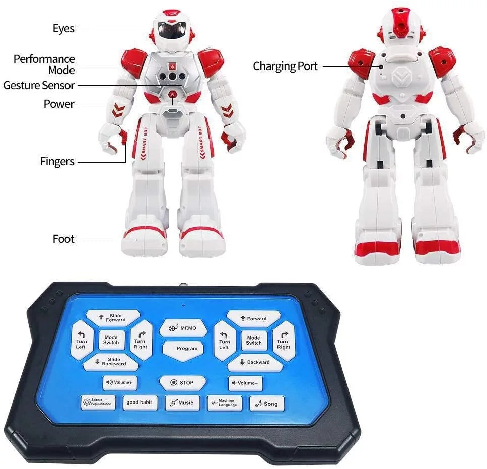 Smart RC Robots for Kids Gesture Sensing Singing Walking Dancing Robot for Boys and Girls - Red
