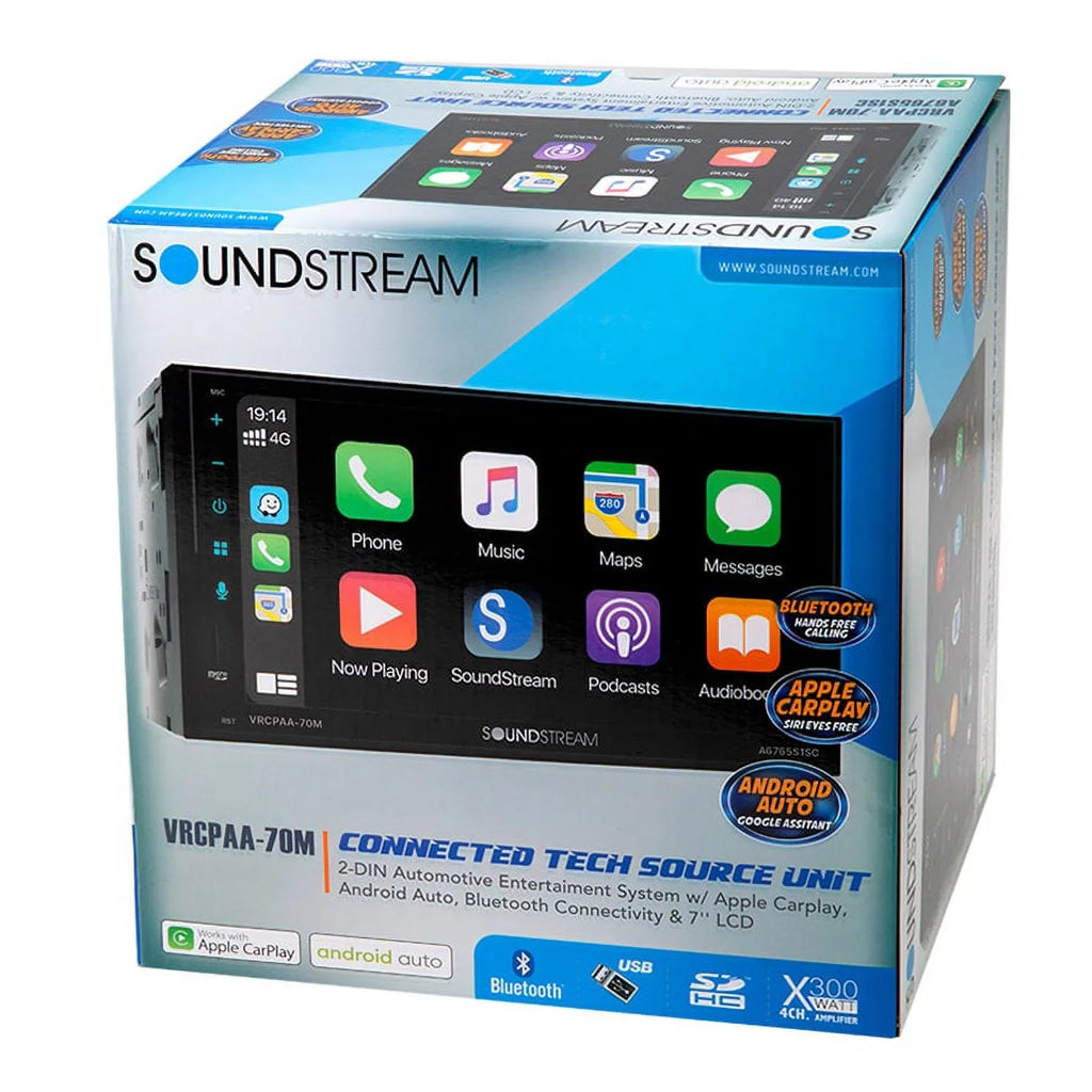 Soundstream VRCPAA-70M 7" Double DIN Bluetooth  CarPlay & Android +Camera