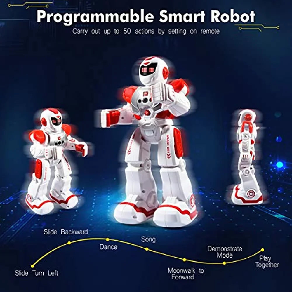 Smart RC Robots for Kids Gesture Sensing Singing Walking Dancing Robot for Boys and Girls - Red