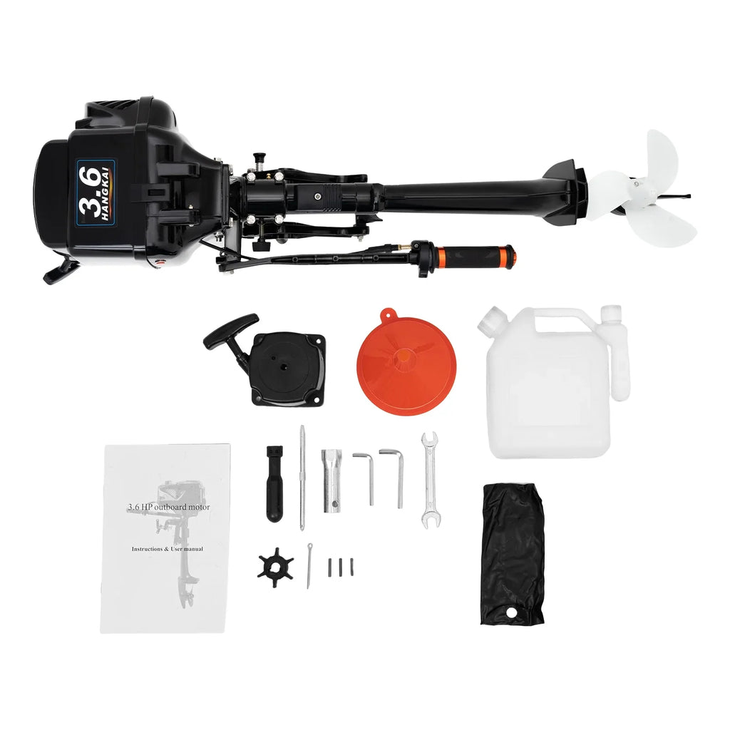 2 Stroke 3.6  Gasoline Outboard Motor, 55cc Fishing craft Engine with moisture Cooling System Clutch Control Black