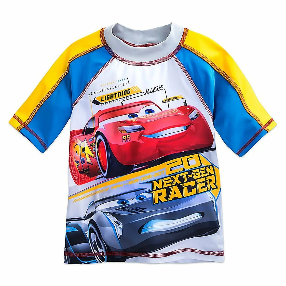 Disney Store Cars Lightning McQueen Rash Guard Swim Shirt Boy Size 4