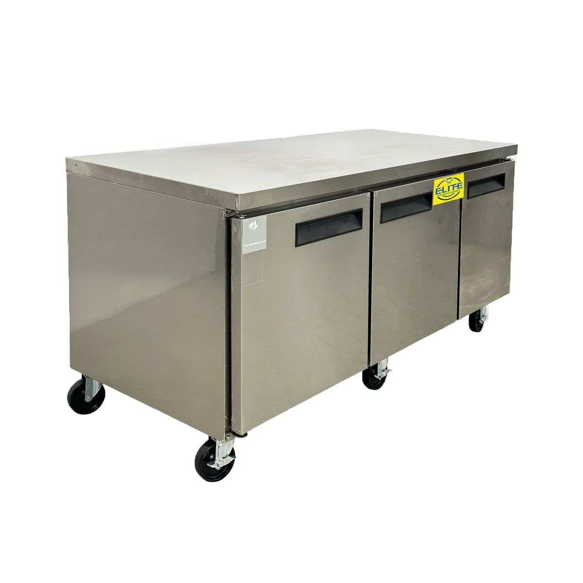 Stainless Steel Three-Door Commercial Freezer Heavy Duty. Commercial Undercounter Freezer 19 Cu.Ft. 72 in