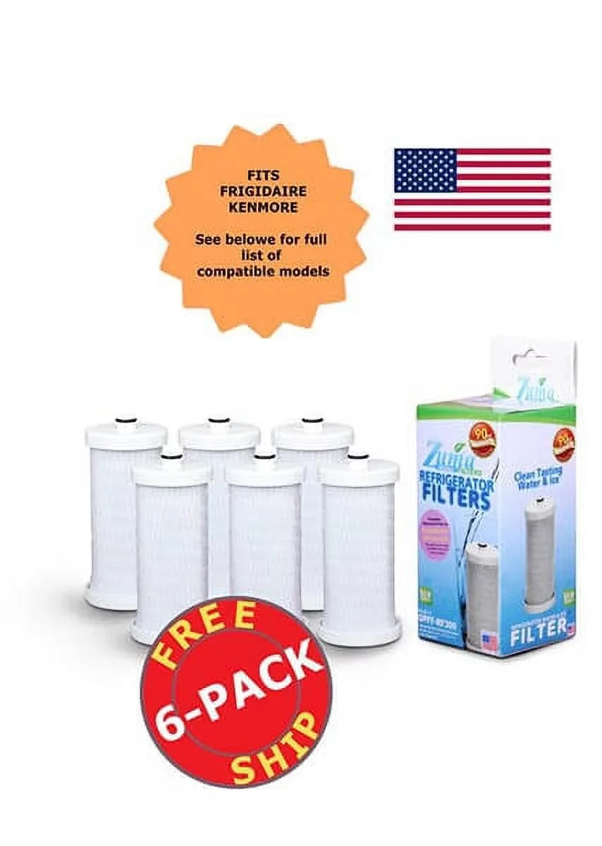 ZUMA Brand , moisture and Ice Filter , Model # OPFF-RF300 , suitable with Frigidaire® RG100 - 6 Pack - Made in U.S.A.