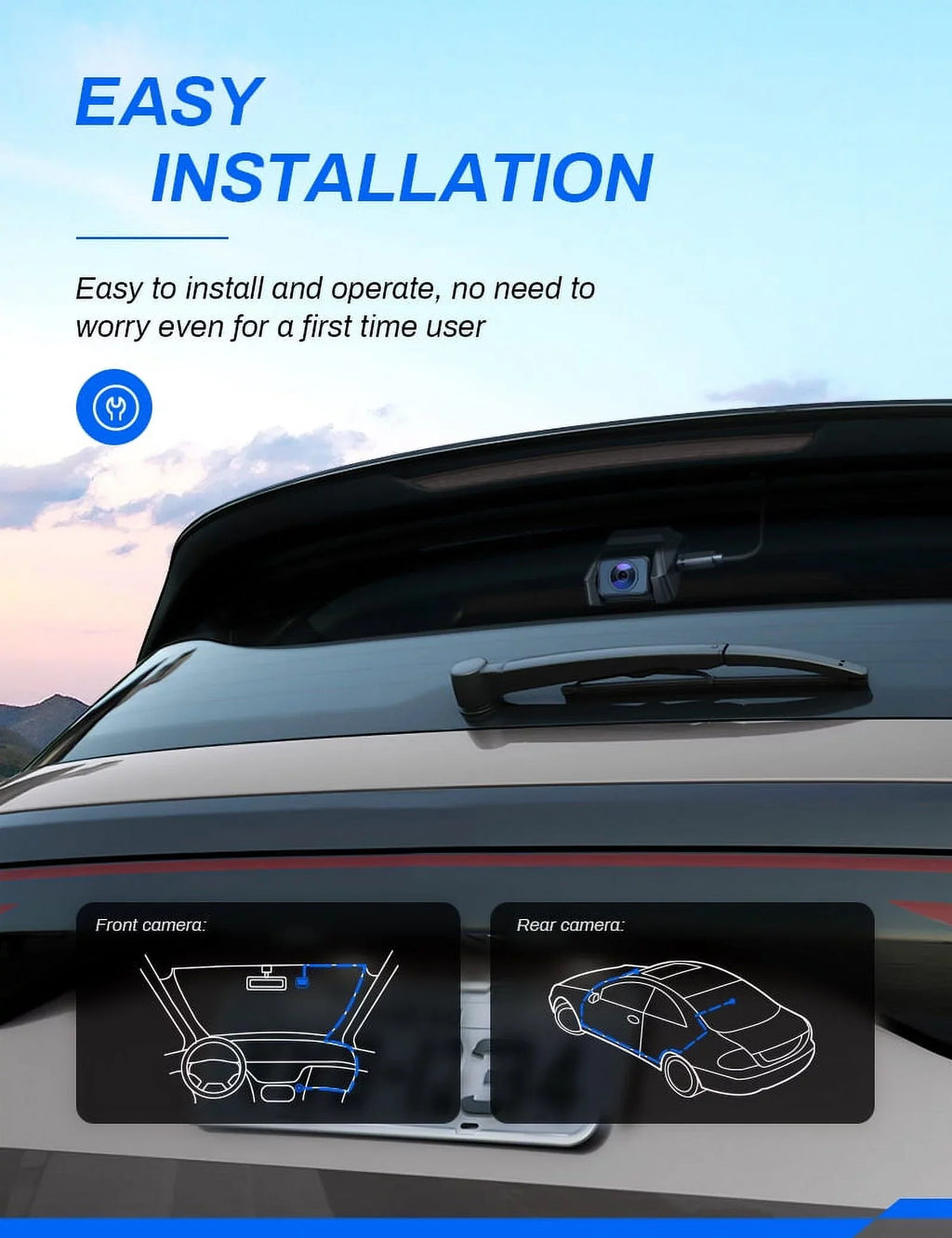 Crosstour Dash Cam, Front and Rear Crosstour 2.5K Dual Car Cam GPS Dash Camera for Cars 3 inch IPS Screen Magnetic Dashboard Recorder 170° Backup Camera