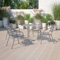 Flash Furniture 4 Pack Silver Metal Restaurant Stack Chair with Aluminum Slats