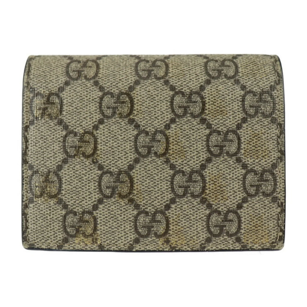 Pre-Owned GUCCI Gucci Compact Wallet Bifold 508757 GG Supreme Canvas Leather Beige Brown Gold Black BEE Bee (Good)
