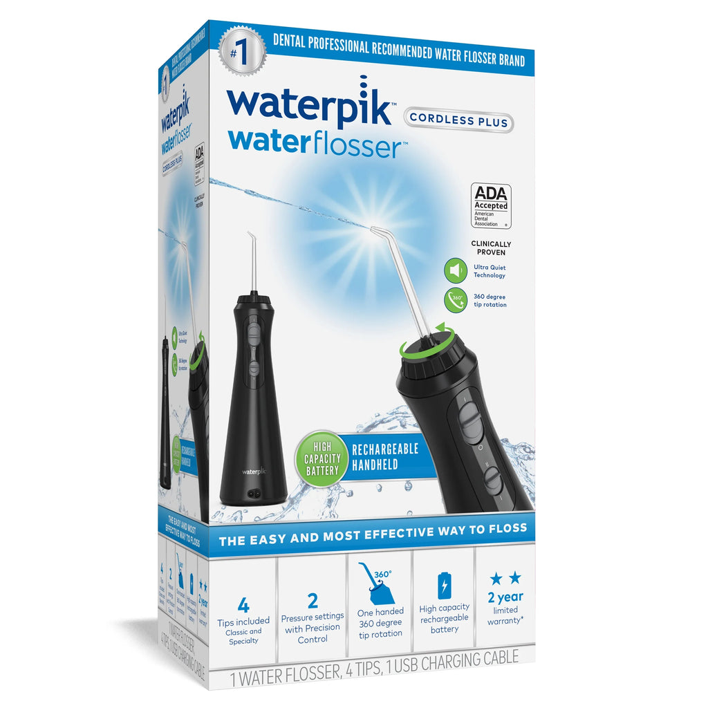 Waterpik Cordless Plus Portable moisture Flosser Oral Irrigator, Black