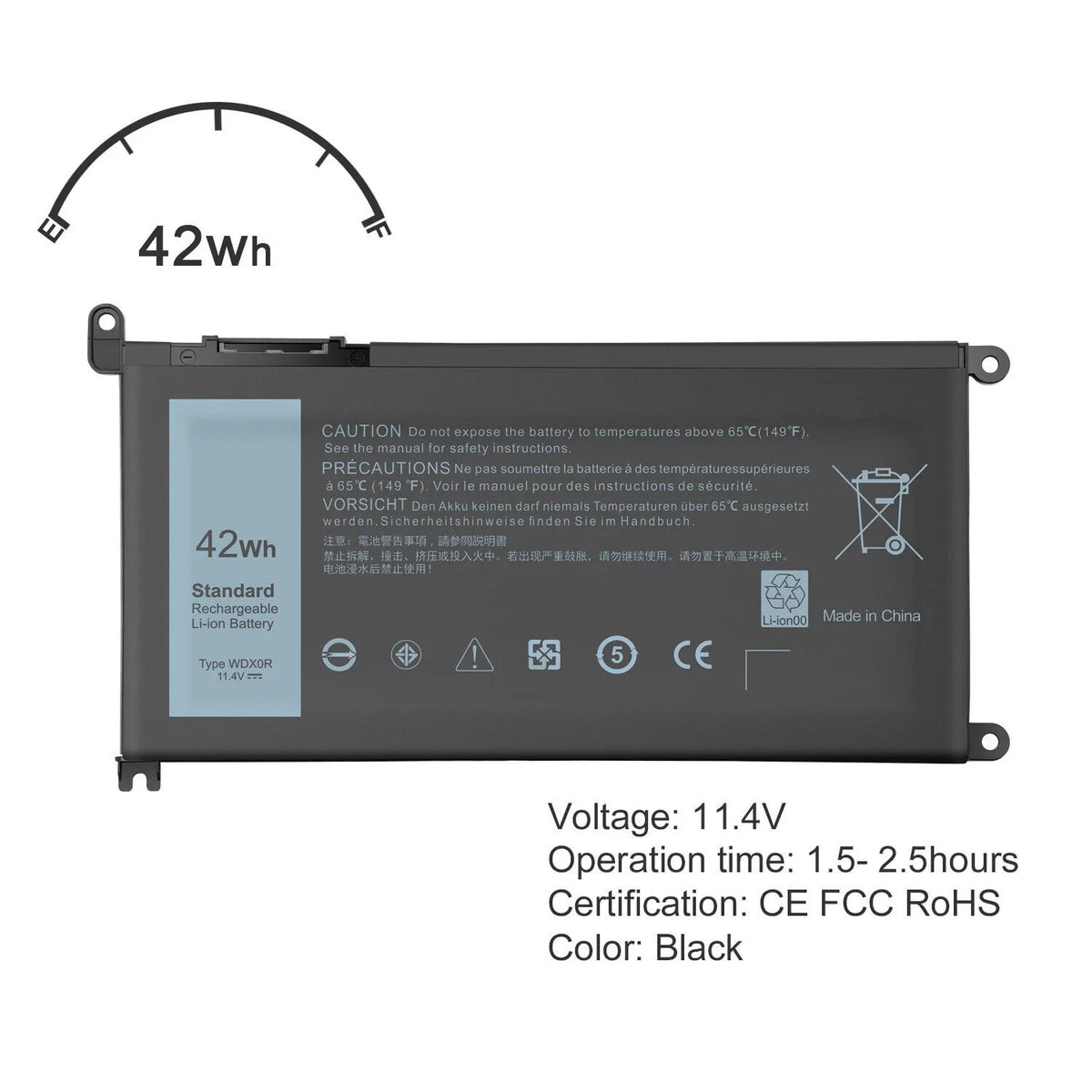 4Cell WDX0R Laptop Battery for  Inspiron 13-5000 13-7000 15-5000 15-7000 NEW