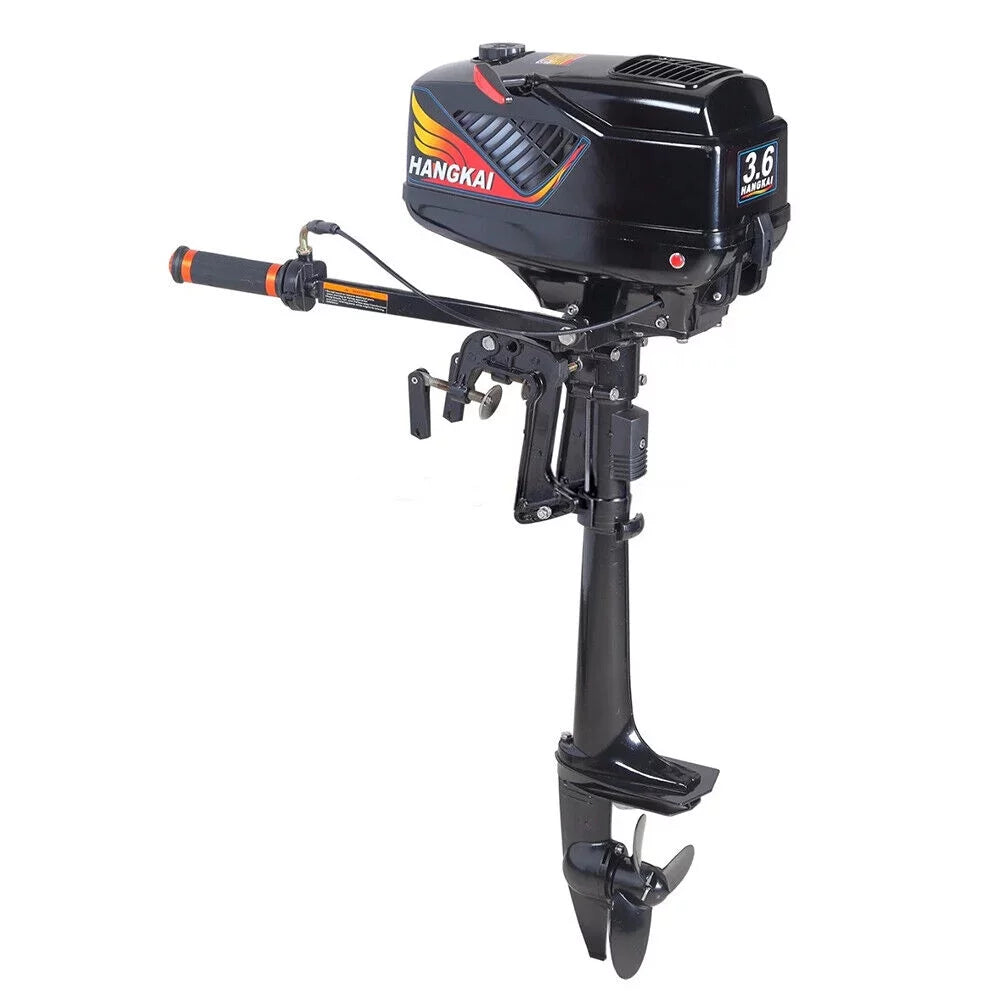 2 Stroke 3.6  Gasoline Outboard Motor, 55cc Fishing craft Engine with moisture Cooling System Clutch Control Black