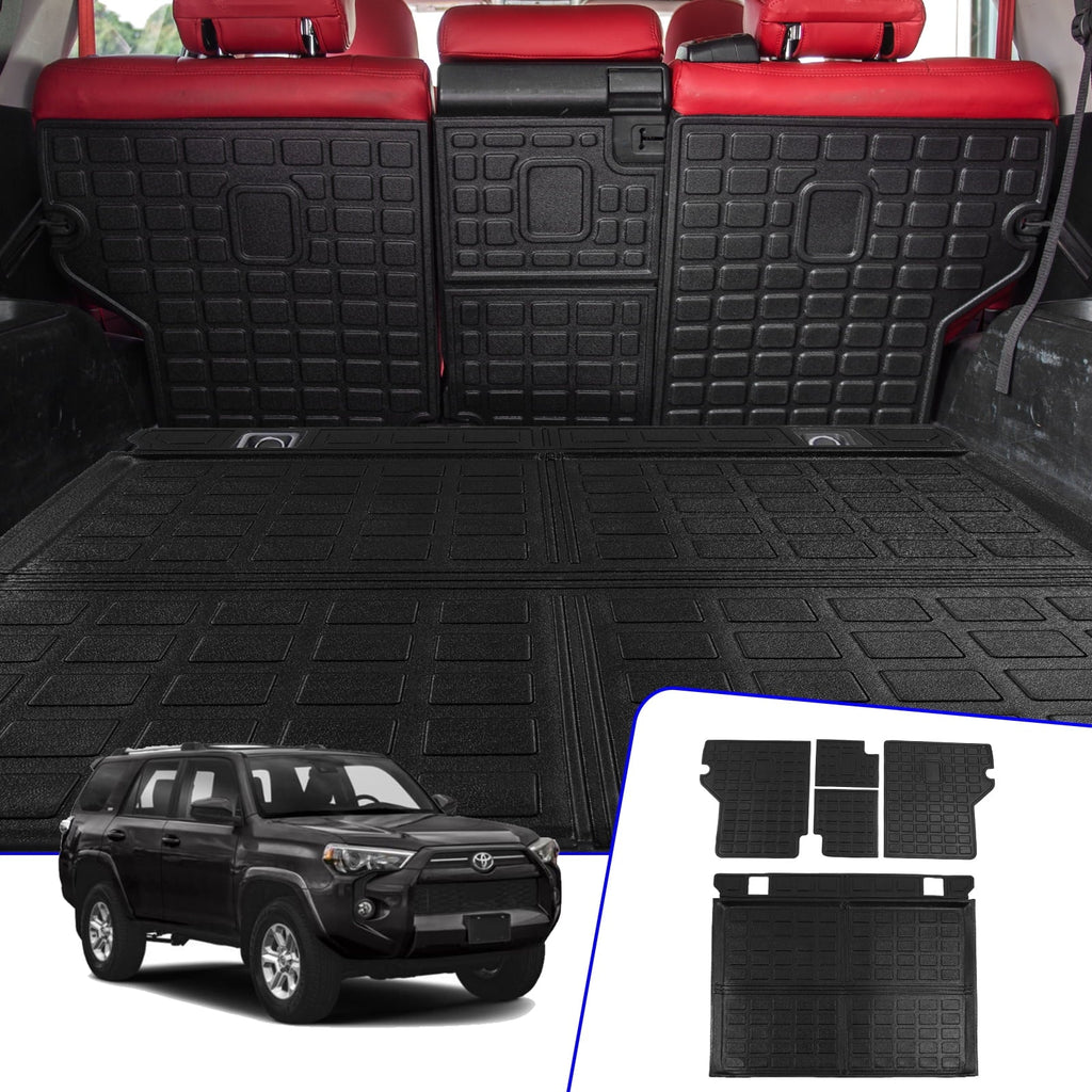 Fit 2010-2023  4Runner Trunk Mat Cargo Mat Cargo Liner Back Seat wrap Protector 2022  4 Runner Accessories (Trunk Mat + Backrest Mats,Fit Without Sliding Tray)