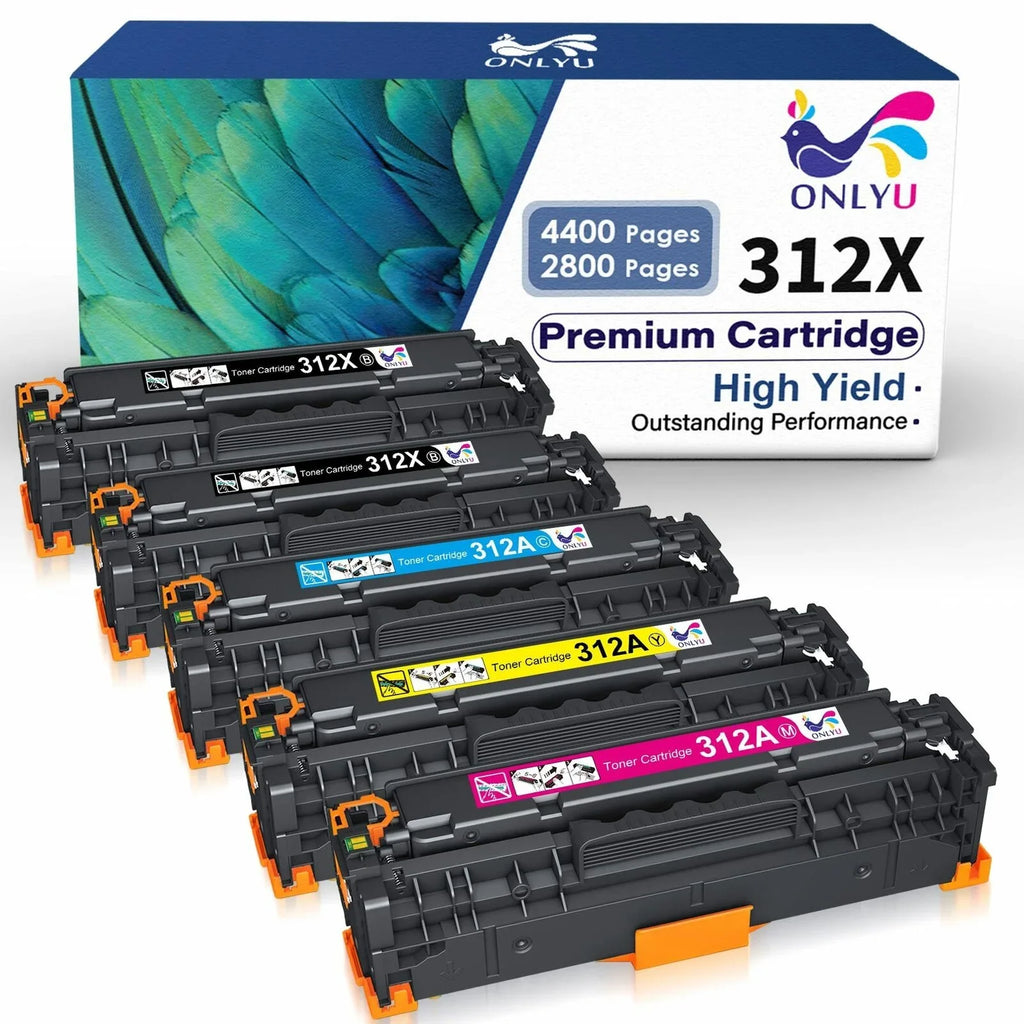 312X Toner Cartridges 312A Toner Replacement for  312X 312A CF380A CF380X CF381A CF382A CF383A appropriate with  Laserjet Pro 400 Color M451dw M451dn M451nw MFP M475dw M475dn M375nw Printer, 5-Pack