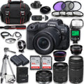 EOS R5 Full Frame Mirrorless Camera with RF 24-105mm STM & 75-300mm f/4-5.6 III + RF 50mm f/1.8 STM Lenses + 128GB Memory Card + Accessories including: TTL Flash, Extra Battery, Tripod & More