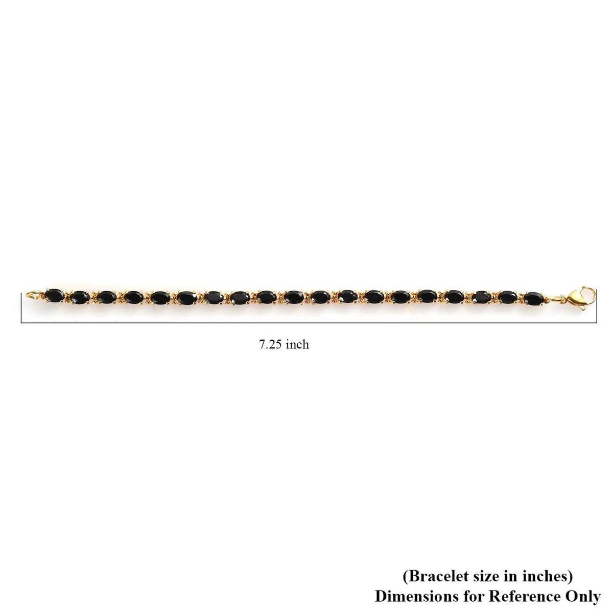 Shop LC Black Spinel Oval Stainless Steel Yellow Gold Ion Plated Bracelet for Women Jewelry Size 6.5" Ct 8.49 Birthday Gifts