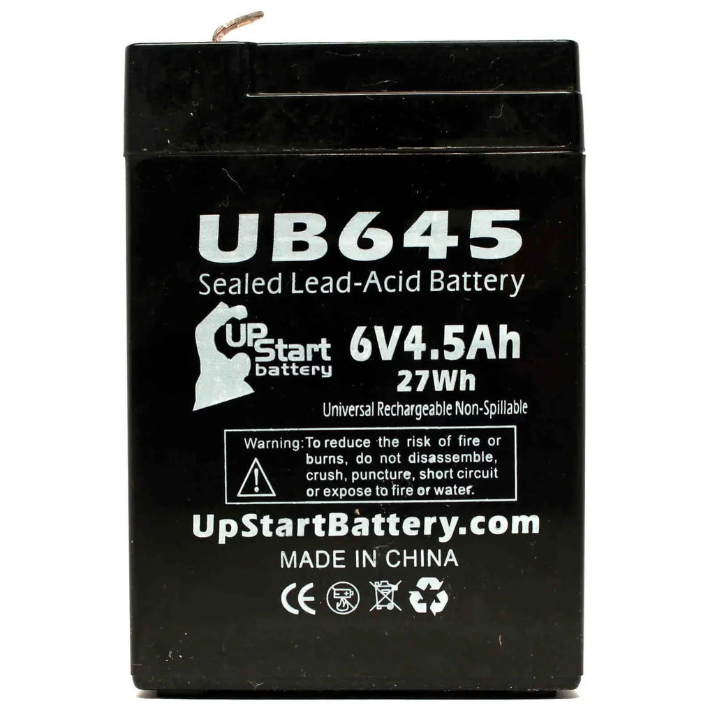 5x Pack - matching Tripp Lite BCPRO 850 Battery - Replacement UB645 Universal Sealed Lead Acid Battery (6V, 4.5Ah, 4500mAh, F1 Terminal, AGM, SLA) - Includes 10 F1 to F2 Terminal Adapters
