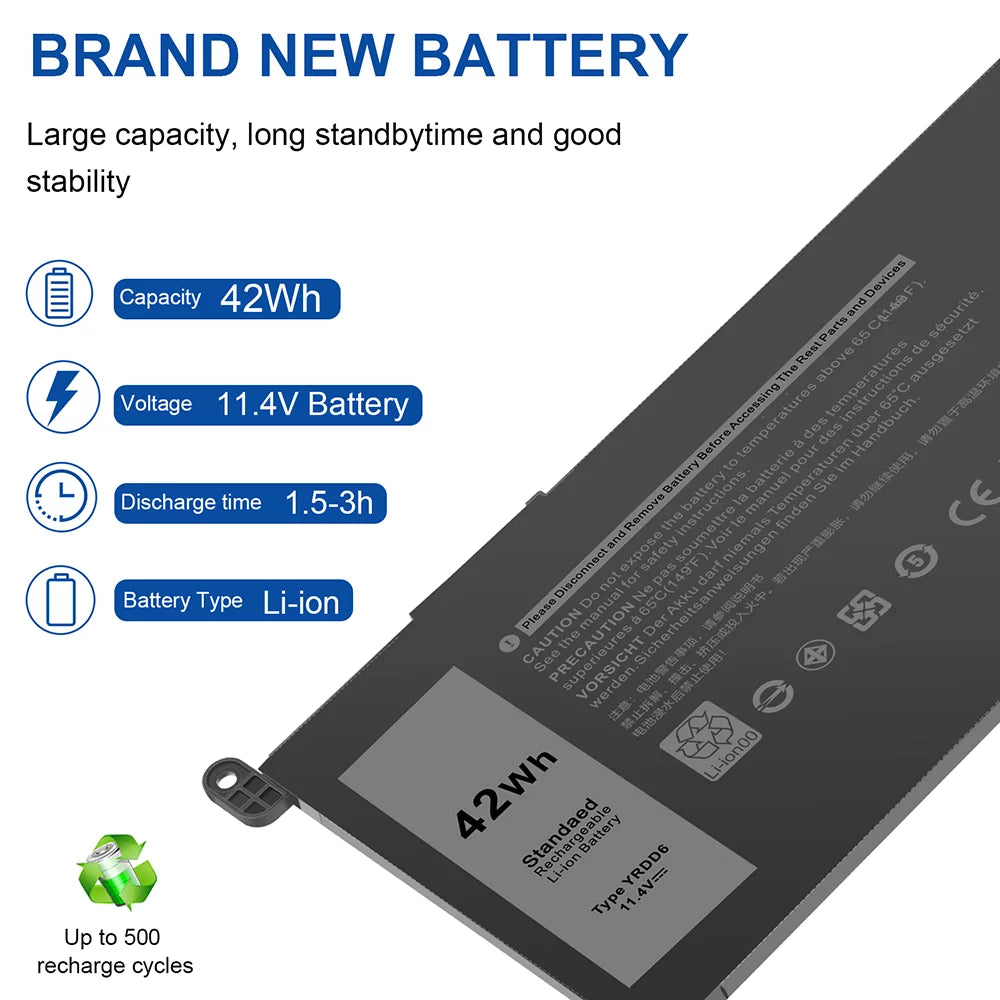 For  Inspiron 14 5481 5482 5485 5491 2-in-1 3-Cell 42Wh Laptop Battery YRDD6