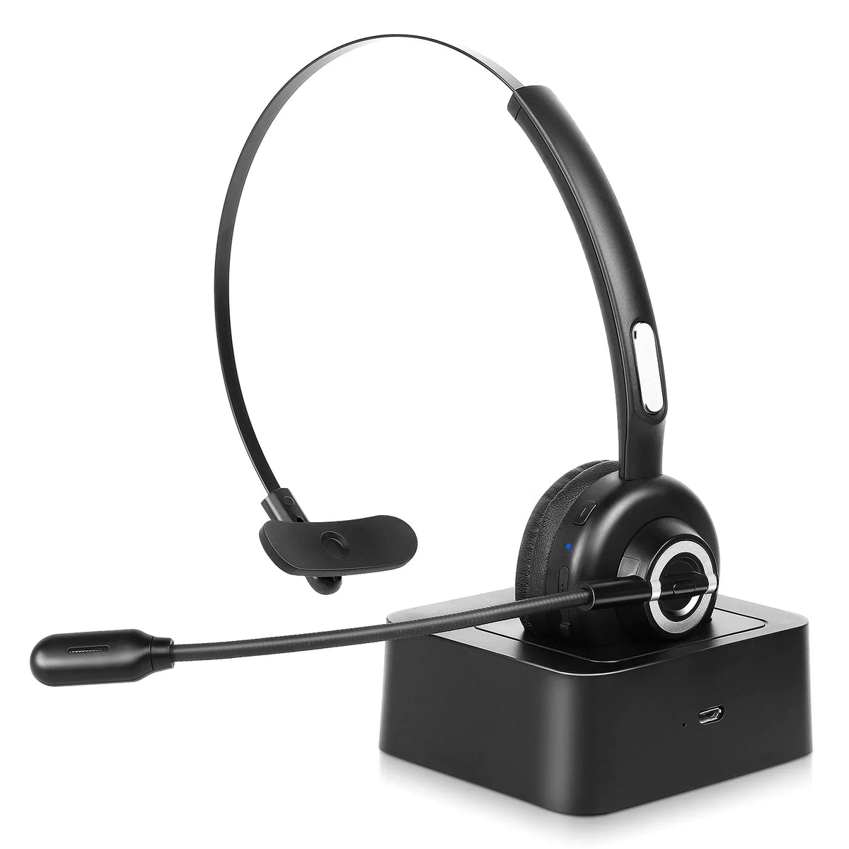 Comfortable Bluetooth Headset, UX-M97 Wireless Headset with Microphone, Cell Phone Headset with Noise Isolation Mic Charging Base Mute Function for  Galaxy Note10+ 5G With Charging Dock