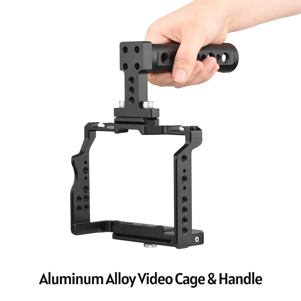 7299 Video Cage + Handle Kit Aluminum Alloy with Dual Cold Shoe Mounts Numerous 14 Inch Threads Replacement for  A7IV/ A7III/ A7II/ A7R III/ A7R II/ A7S II