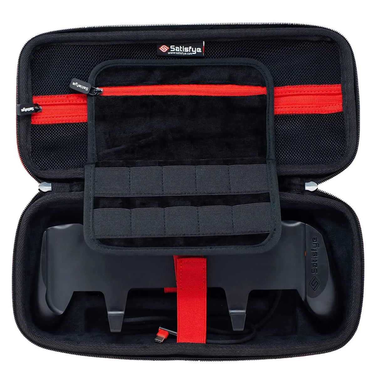 BONUS: 2 Thumbsticks+1 JoyCon Rail. Satisfye ZenGrip Pro Gen 3 OLED Elite Bundle, Accessories matching with Switch - The Bundle includes: Grip, Elite Case and a Low Profile USB C-C Cable