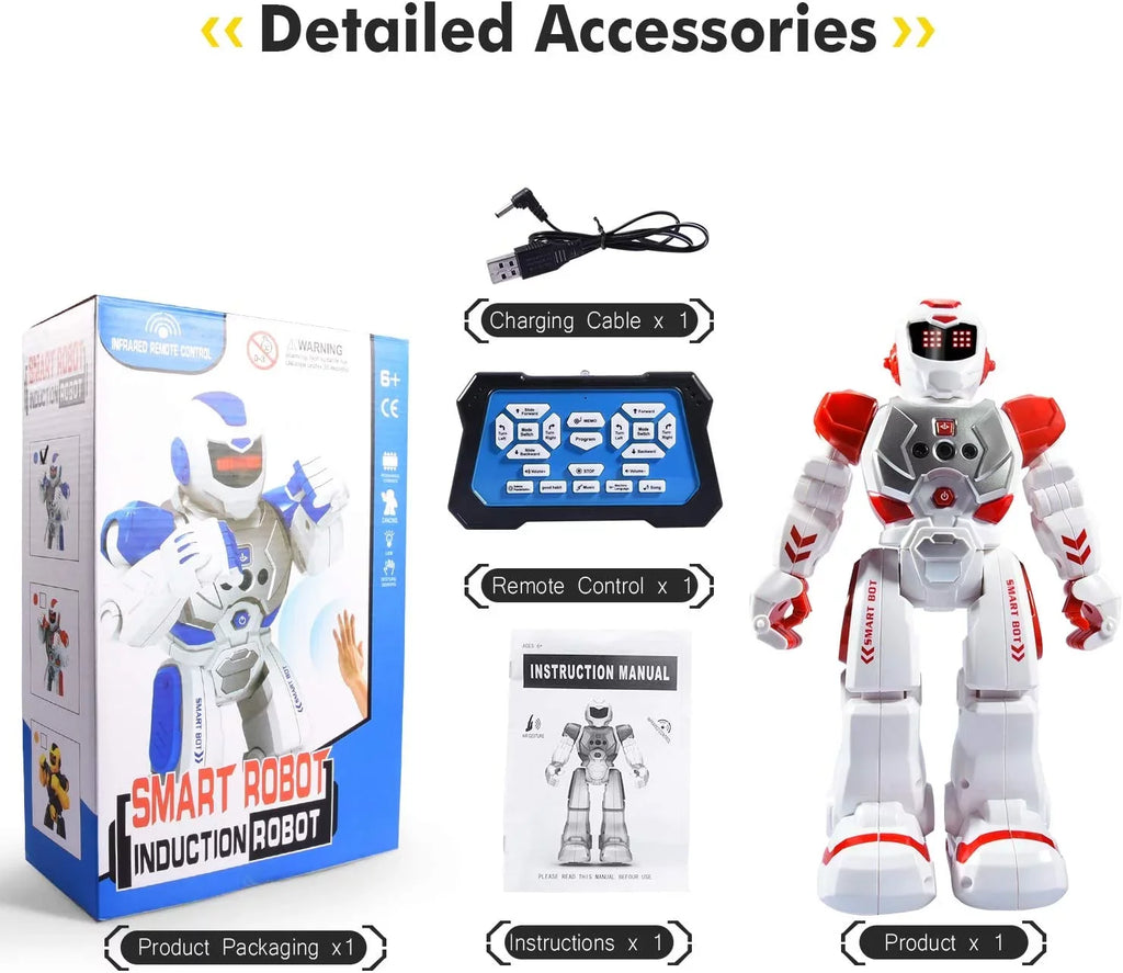 Smart RC Robots for Kids Gesture Sensing Singing Walking Dancing Robot for Boys and Girls - Red