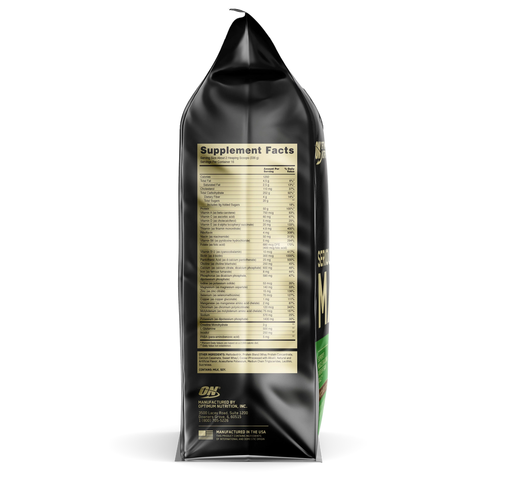Optimum Nutrition, Serious Mass, 50g Protein Powder, Chocolate, 12 lb, 16 Servings