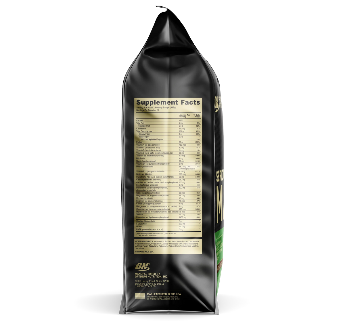Optimum Nutrition, Serious Mass, 50g Protein Powder, Chocolate, 12 lb, 16 Servings