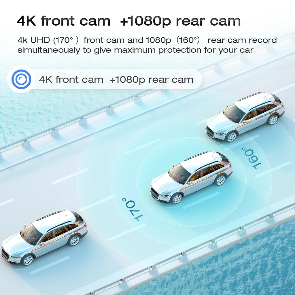 TOGUARD 4K Mirror Dash Cam, 12" Touch Screen  Sensor Dual Dash Cam, Rear View Mirror Camera, with GPS, Parking Assist, Super Night Vision