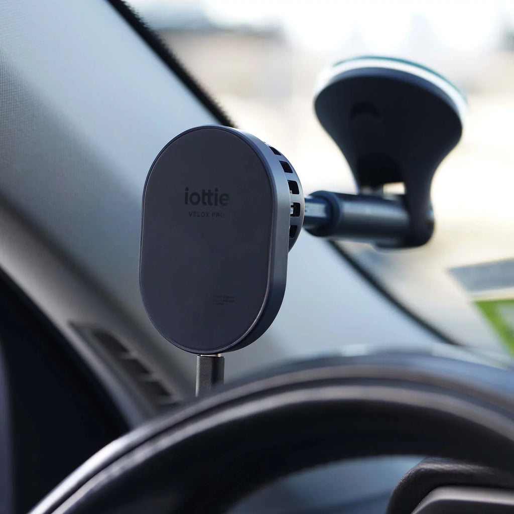 Velox Wireless Pro - MagSafe matching Dash & Windshield Car Mount Phone Holder - Blue (Car Charger Included)