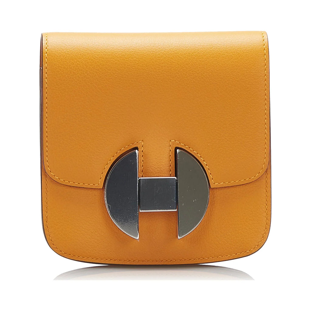 Pre-Owned Authenticated Hermès 2002 Wallet Calf Leather Orange Small Wallets Unisex (Good)