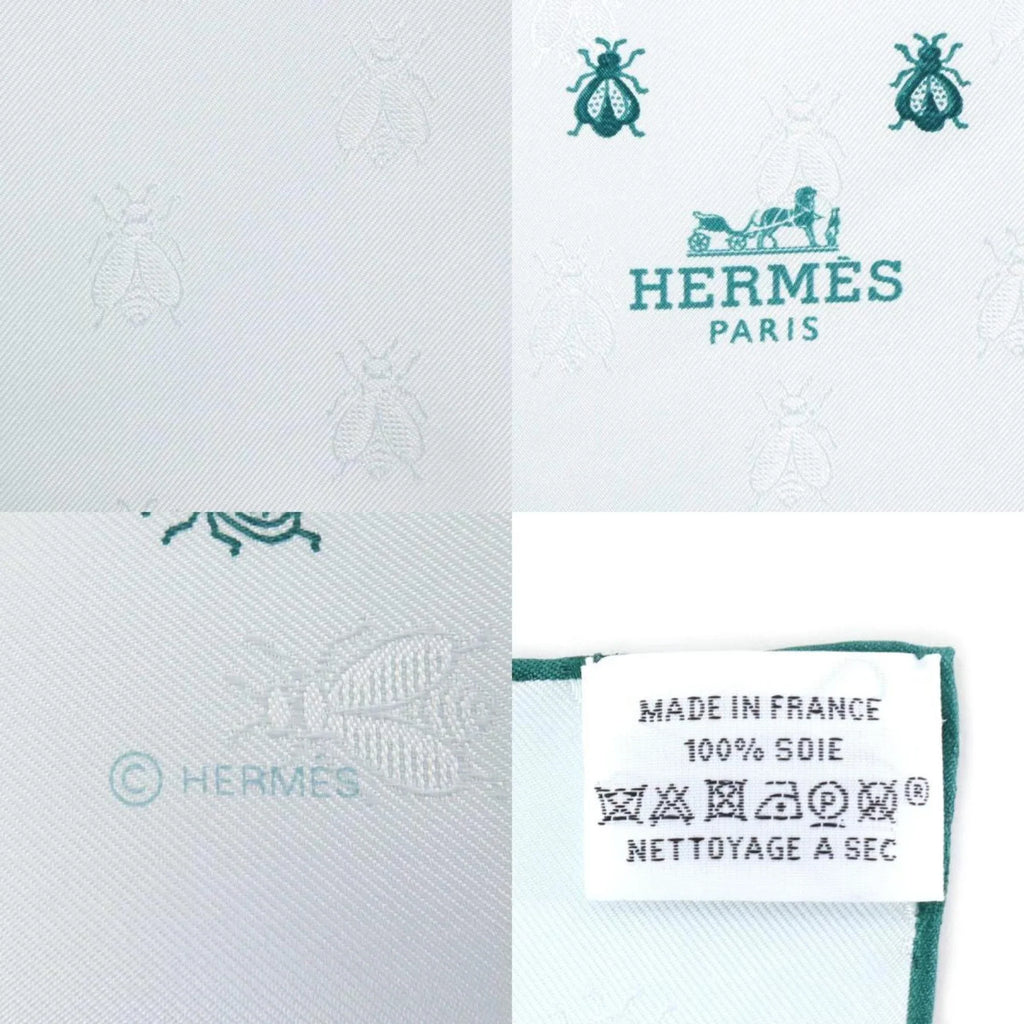 Pre-Owned HERMES Scarf Silk Light Blue/Green Unisex (Good)
