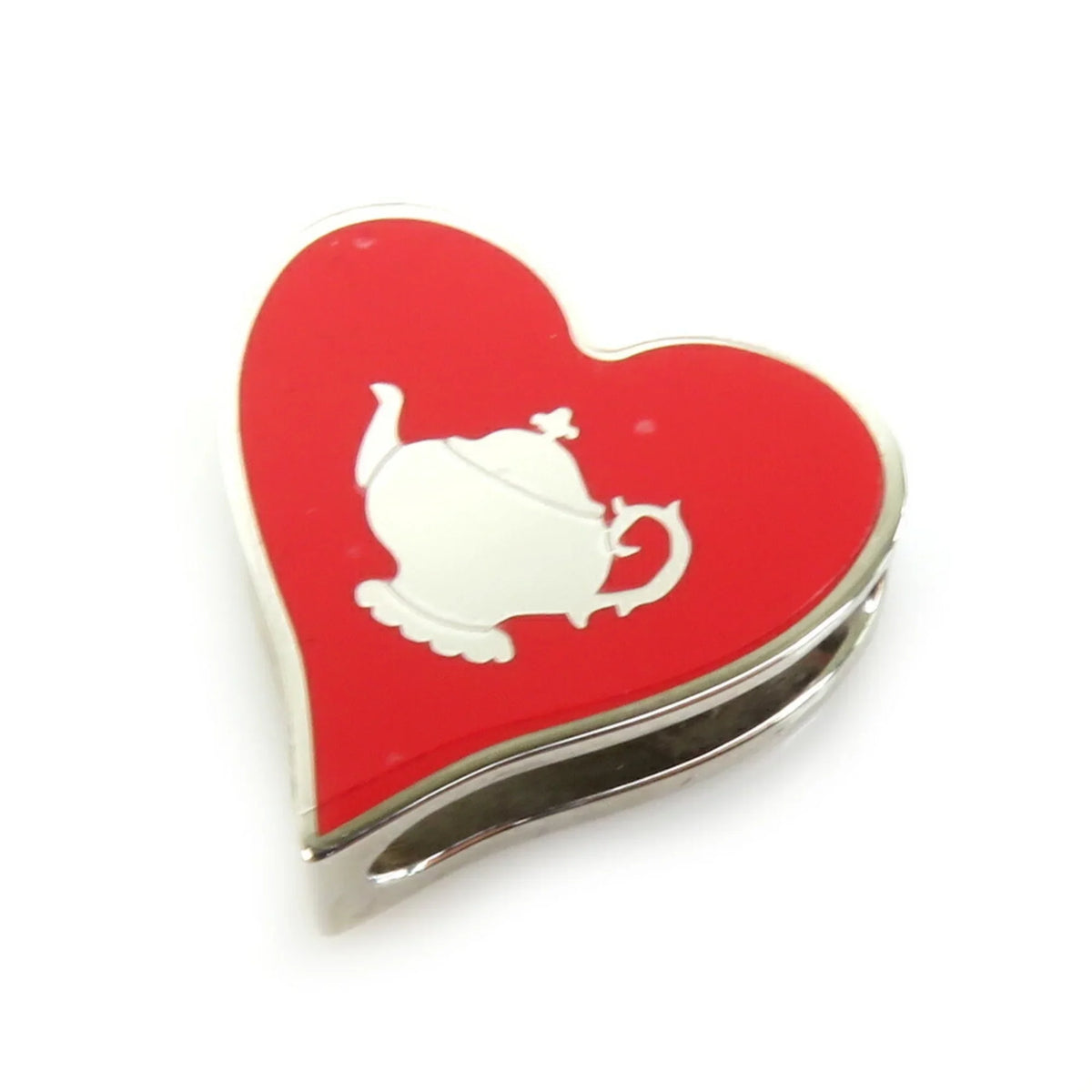 Pre-Owned HERMES Scarf Muffler Ring Tea Time Metal/Enamel Silver/Red Women's (Good)
