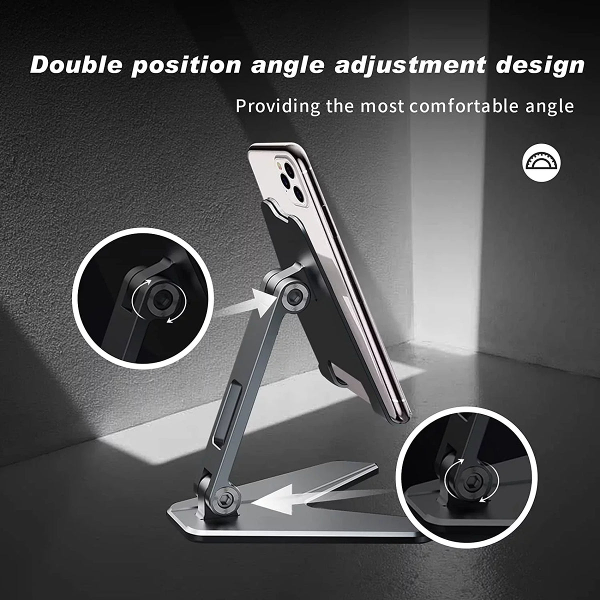 Foldable Mobile Phone Stand Holder, Can Reduce Neck Fatigue and Pain, Thickened Aluminum Desktop Stand appropriate with All Mobile Phones, iPhone, Desktop Accessories 4-8'' (Grey)