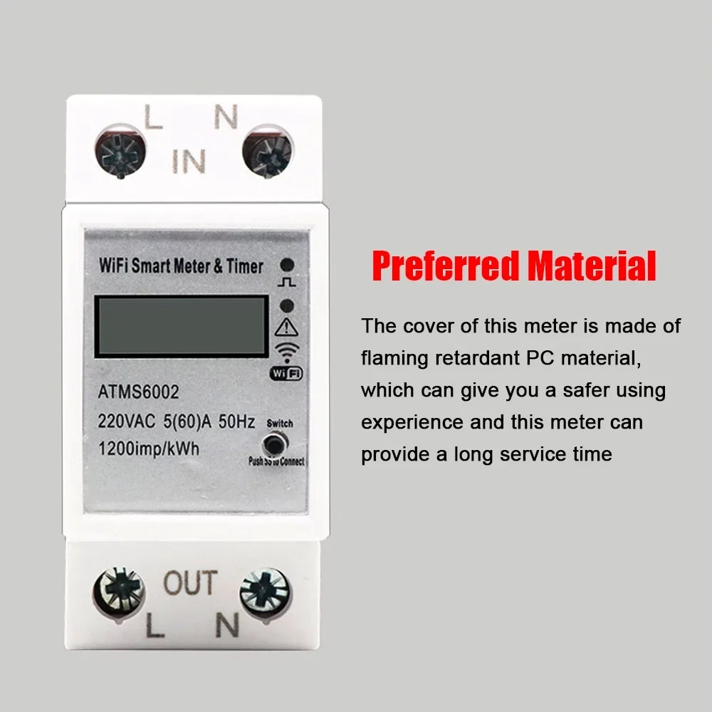 Walmeck WiFi Intelligent Electric Meter Intelligent Energy Meter Timer Home Electric Meter Mobilephone APP Remotes Control No Need Manual Meter Reading Intelligent Home Electric Meter