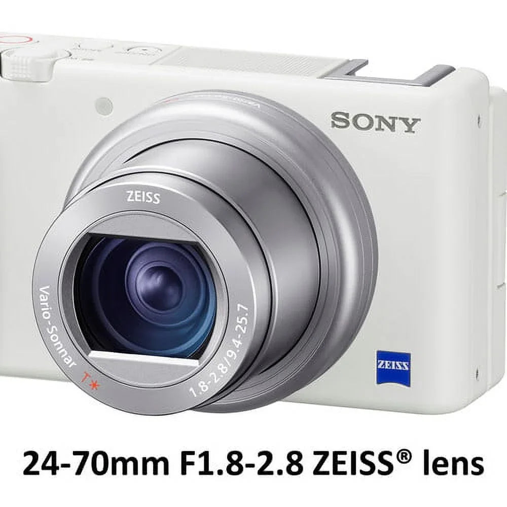 ZV-1 Compact Digital Vlogging 4K Camera (White) for Content Creators & Vloggers +  LCS-CSJ Soft Carrying Case +Expo-Cloth